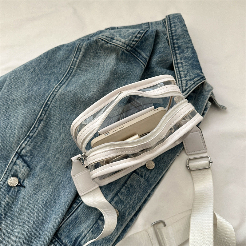 New Wide-Strap Bag Women's Messenger Bag Fashion Casual Simple Shoulder Transparent Jelly Pack
