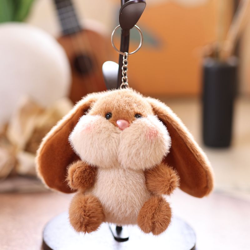 Cute Fluffy Bunny Keychain Plush Toy with Big Ears, Perfect for Bag or Keyring Decor