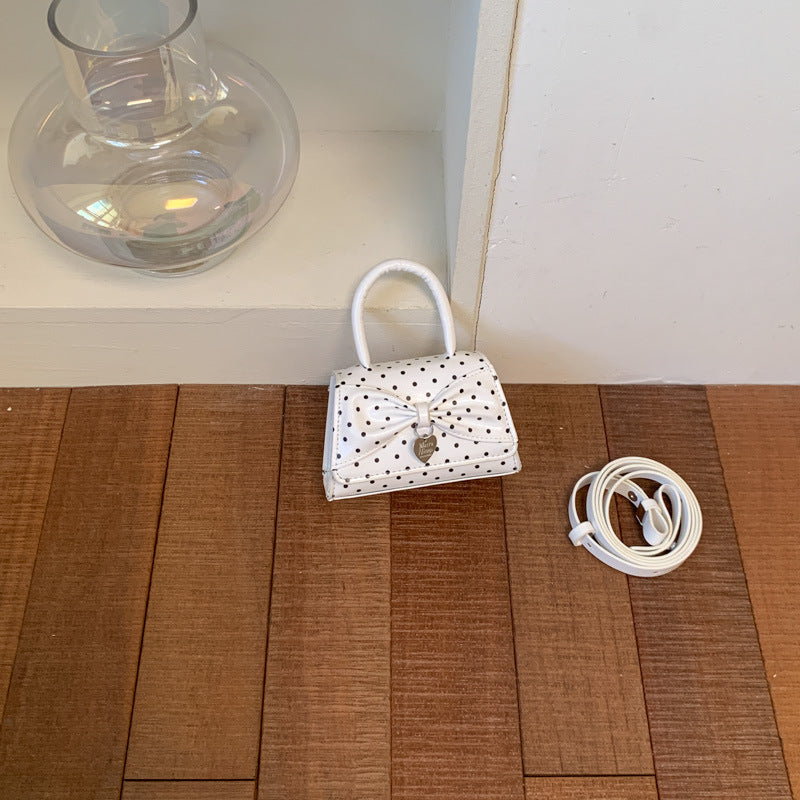Cute Mini Lady Handbag with Polka Dot and Bow Design, Korean Style Crossbody Bag for Summer 2026