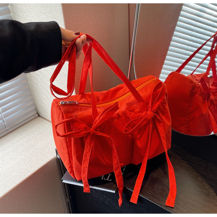 Korean Style Sweet Bow Pleated Large Capacity Totes Lazy Shoulder Bag Women's Everyday Joker Fashion Style