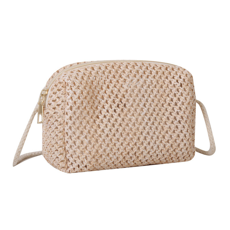 Summer Hand-Woven Bag Women's New Fresh Pastoral Style Crossbody Straw Bag Small Square Bag