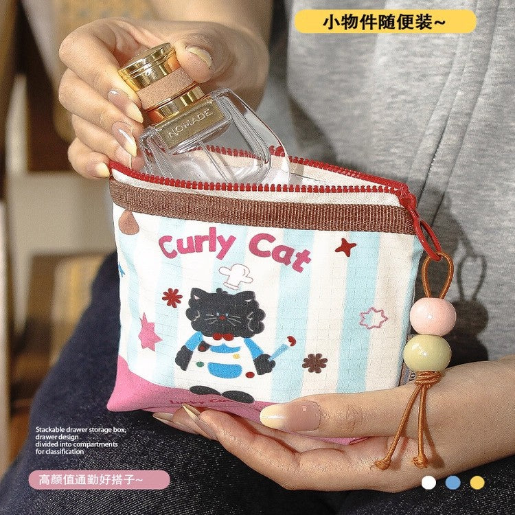 Cute Cartoon Zipper Pouch for Travel, Makeup, Earphones, and Daily Essentials - Portable Multi-Functional Storage Bag