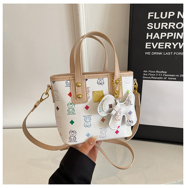 Fashion Printed Portable Vegetable Basket Bag Women's New Western Style All-Matching Shoulder Bag Cute Crossbody Bag
