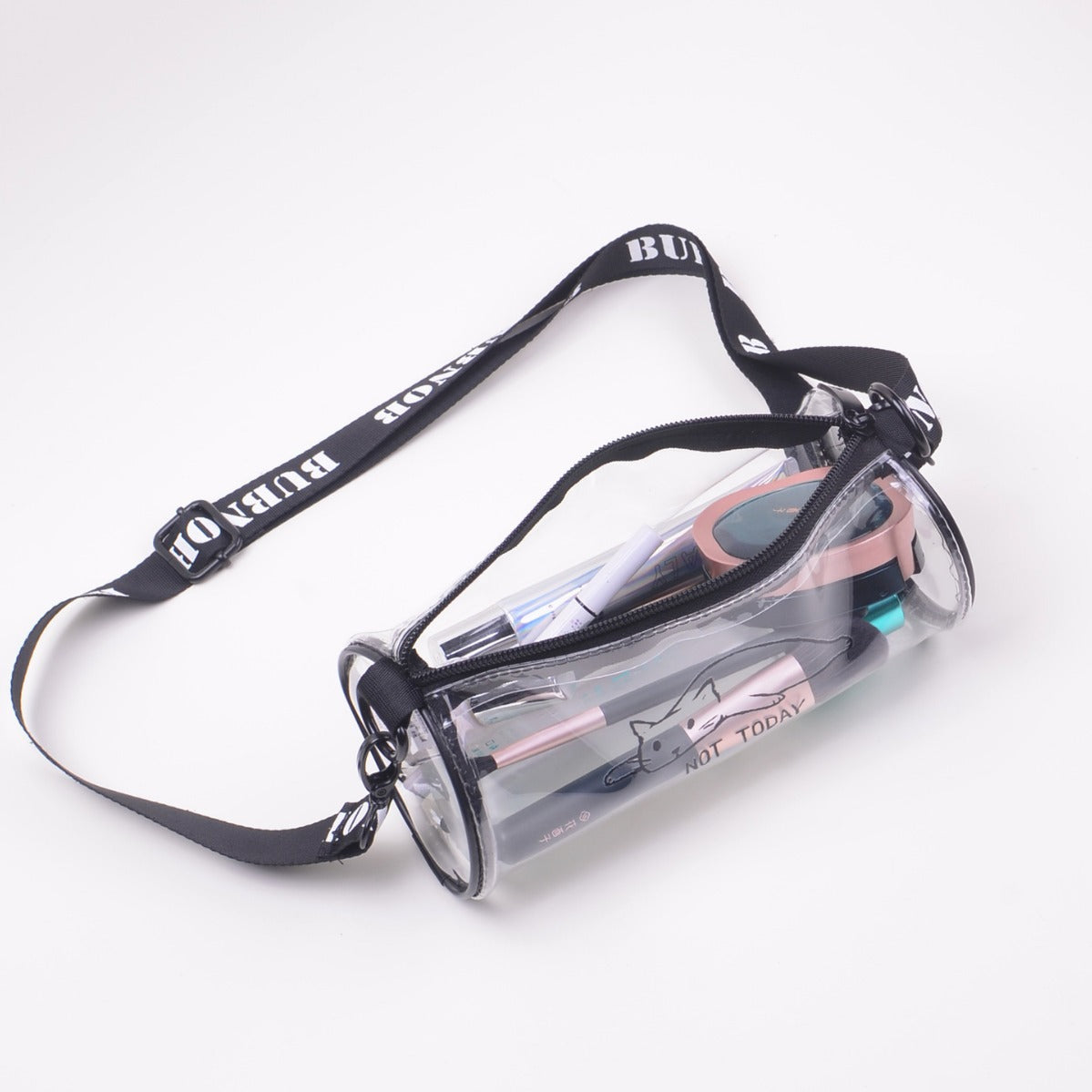 Transparent Cylinder Crossbody Bag 2024 New Fashion Clear Makeup Pouch for Daily Use and Travel