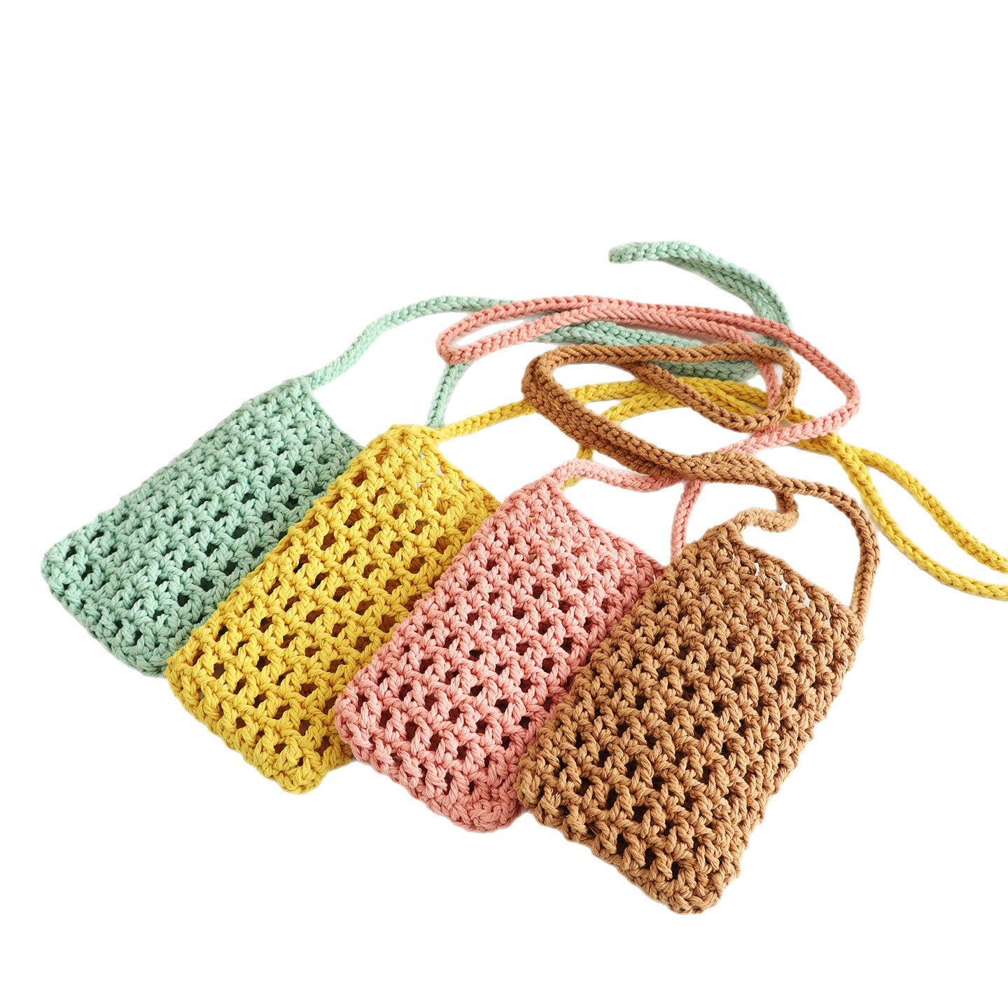 Handmade Crochet Crossbody Phone Bag with Hollow Design for Casual Everyday Use