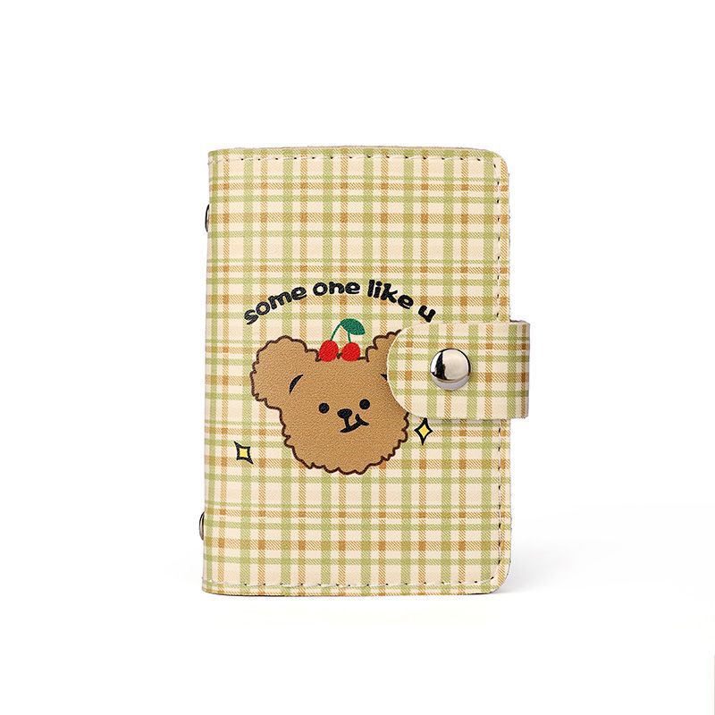 Cute Polka Dot Bear Cartoon Card Holder Female Personality Large Capacity Multiple Card Slots Ultra-Thin Compact Anti-Magnetic Card Clip Set