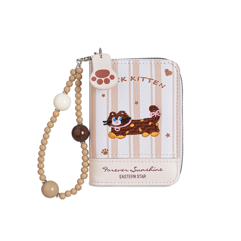 Wallet Ladies New Cute Sausage Dog Beaded Expanding Card Holder One Dopamine Good-looking Small Coin Purse