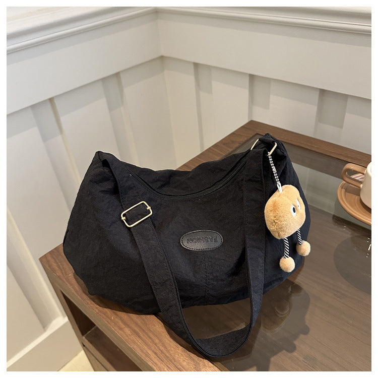 Stylish Crossbody Bag for Women with Cute Pendant, Large Capacity Casual Shoulder Bag for Daily Use and School