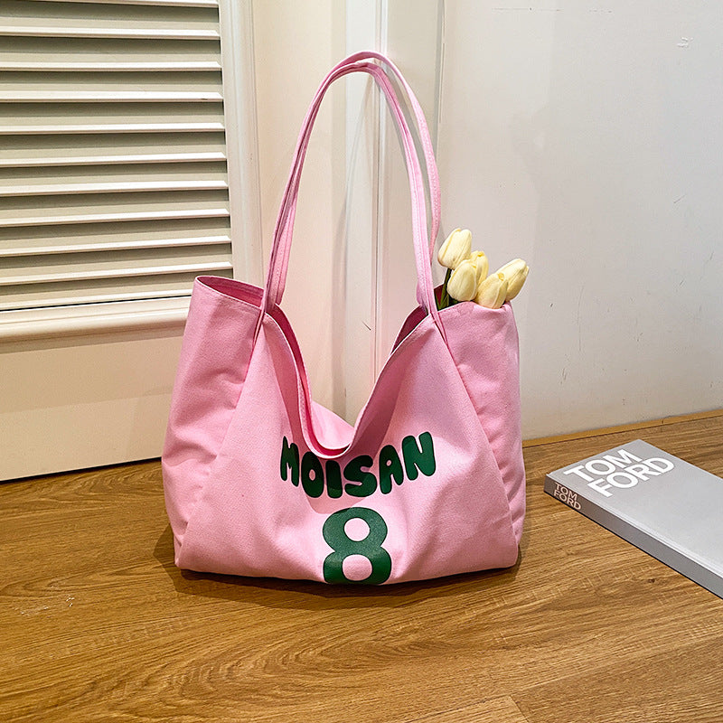 Stylish Canvas Tote Bag for Women, Large Capacity Shoulder Bag with Phone Pocket and Zippered Compartment, Perfect for Daily Commute and School