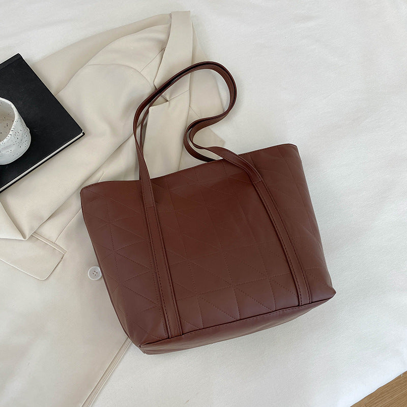 New Fashion Simple Large Capacity Totes Women's Geometric Stitching Design Everyday Joker One Shoulder Underarm Bag