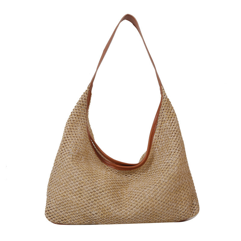 Straw Woven Large Capacity Fashion Casual Bag Summer Popular Korean Woven Shoulder Underarm Bag Tote Bag