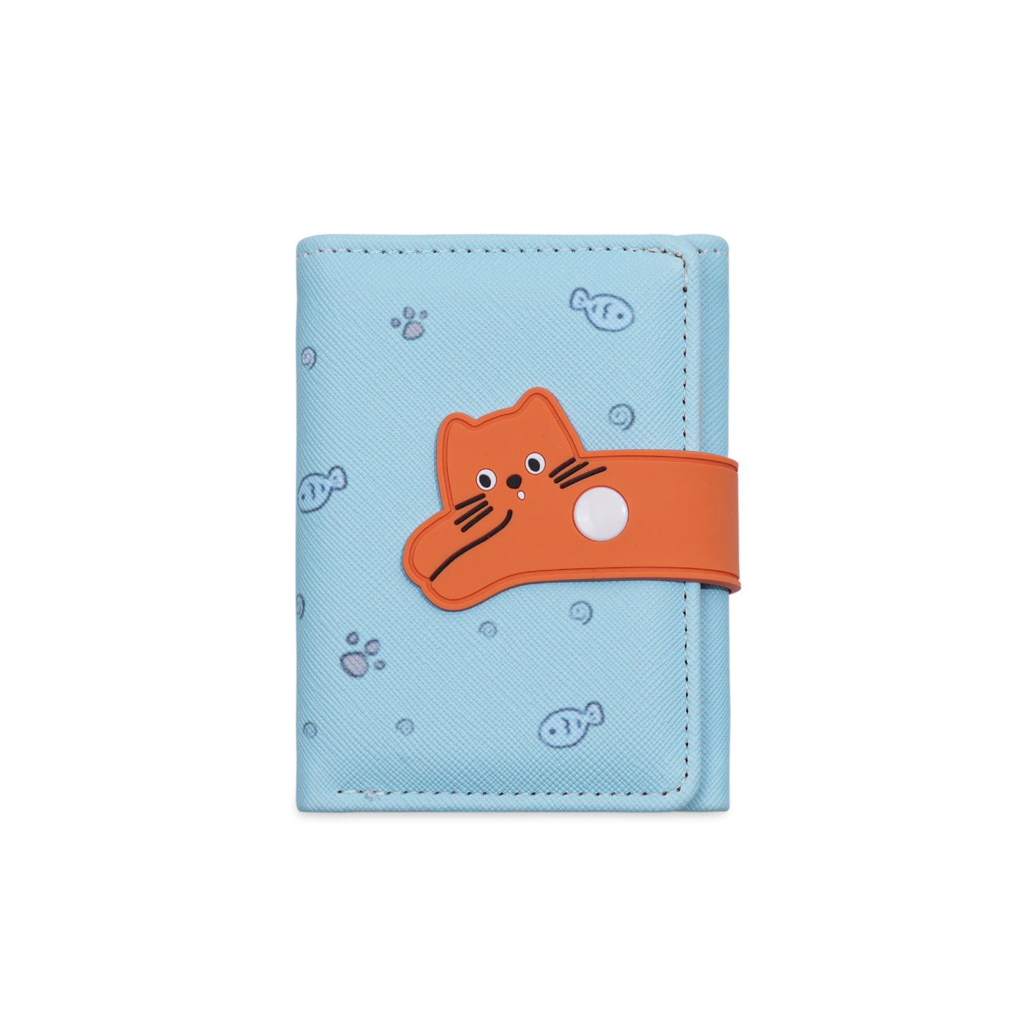 Cute Cat Women's Wallet Fish-Shaped Embellished Soft Buckle Design Everyday Joker Practical Card Holder