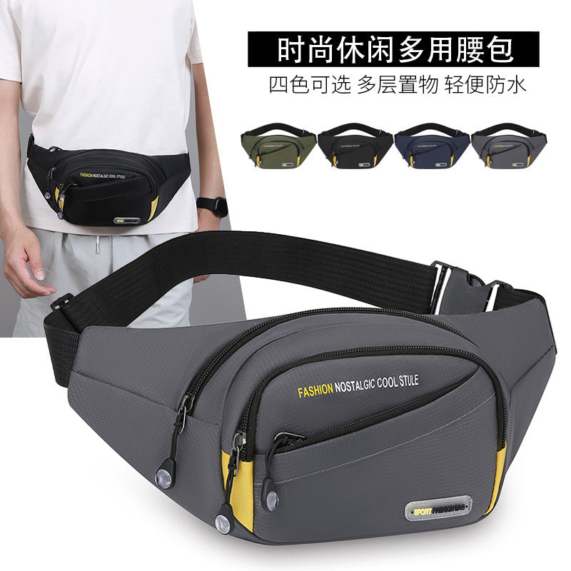 Waist Bag Men's Multi-Functional Outdoor Sports Large Capacity Multi-Layer Crossbody Shoulder Bag Oxford Cloth Thick Fashion Chest Bag