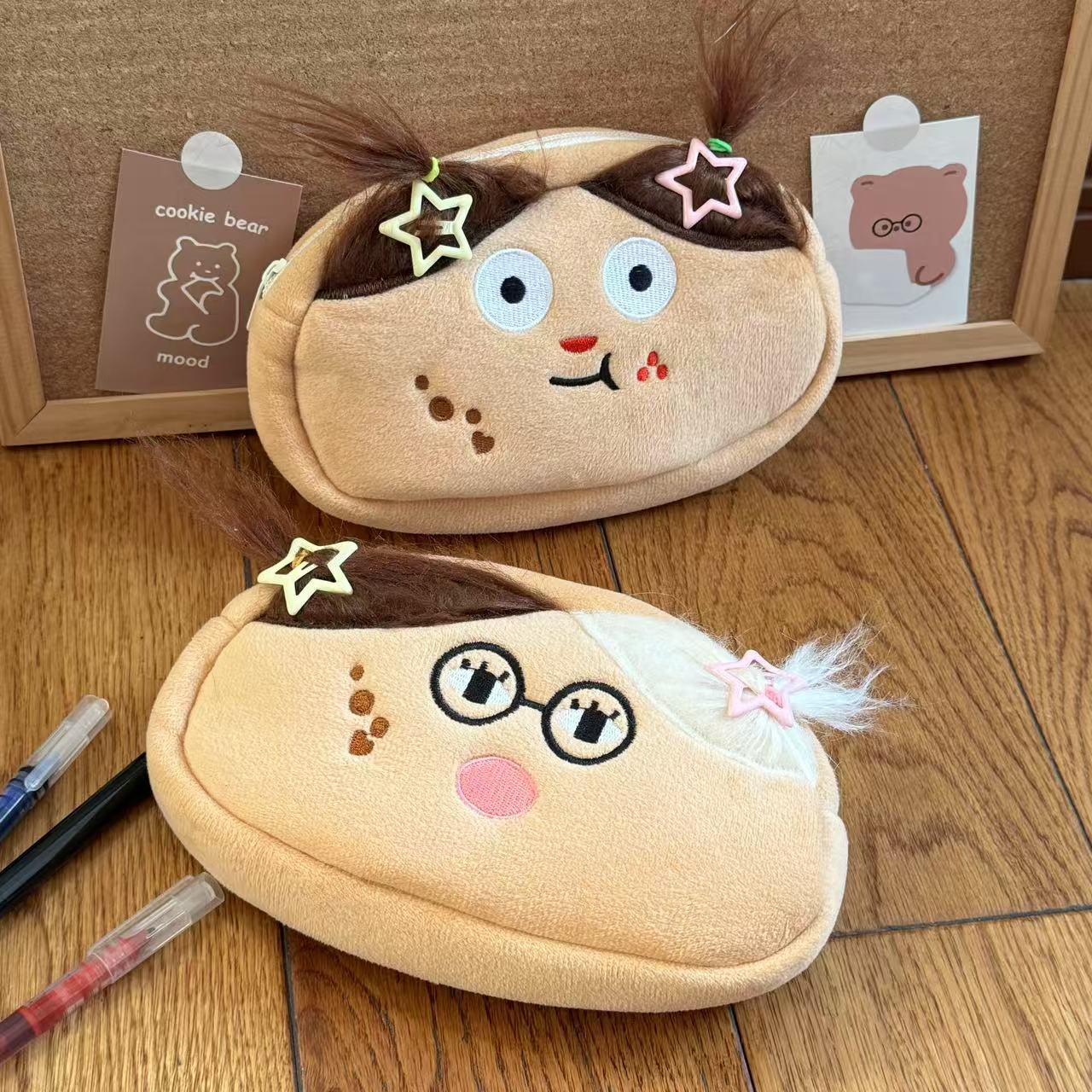 Cute Plush Pencil Case with Funny Design, Large Capacity for Students, Kawaii Style Stationery Bag