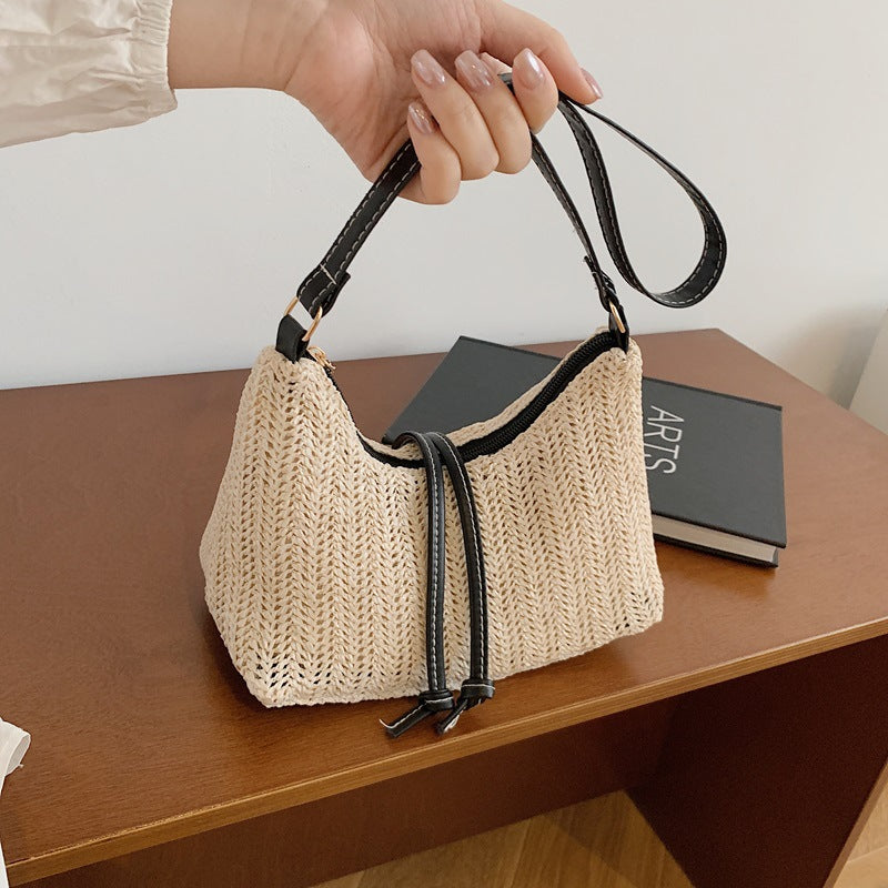 Women's Straw Shoulder Bag Fashionable New Unique and Exquisite Spring Versatile Texture High Class Elegant Crossbody Bag