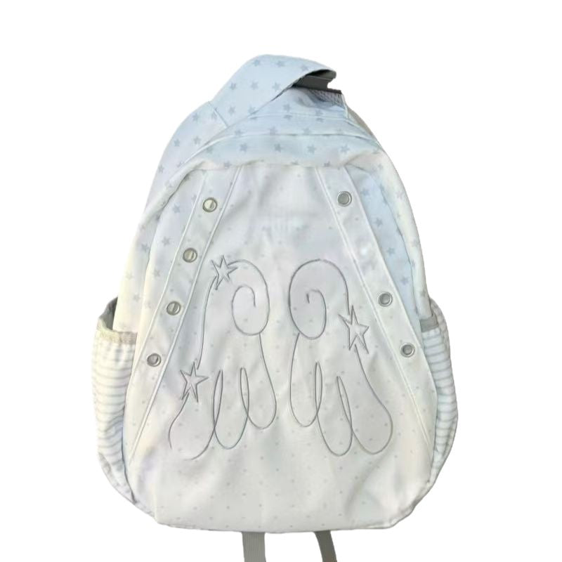 Cute Star Pattern Wings Backpack with Waterproof Design for Students and Daily Use
