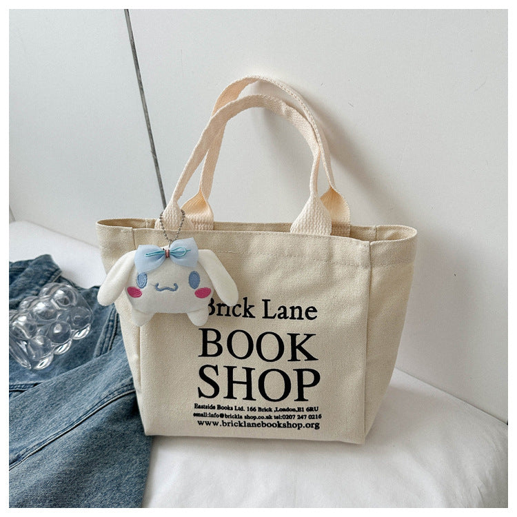 Minimalist Canvas Tote Bag with Book Shop Print for Daily Use and Commuting