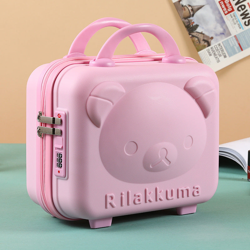 Cute Rilakkuma Cartoon Luggage with Password Lock, Mini Carry-On Suitcase for Kids and Travel