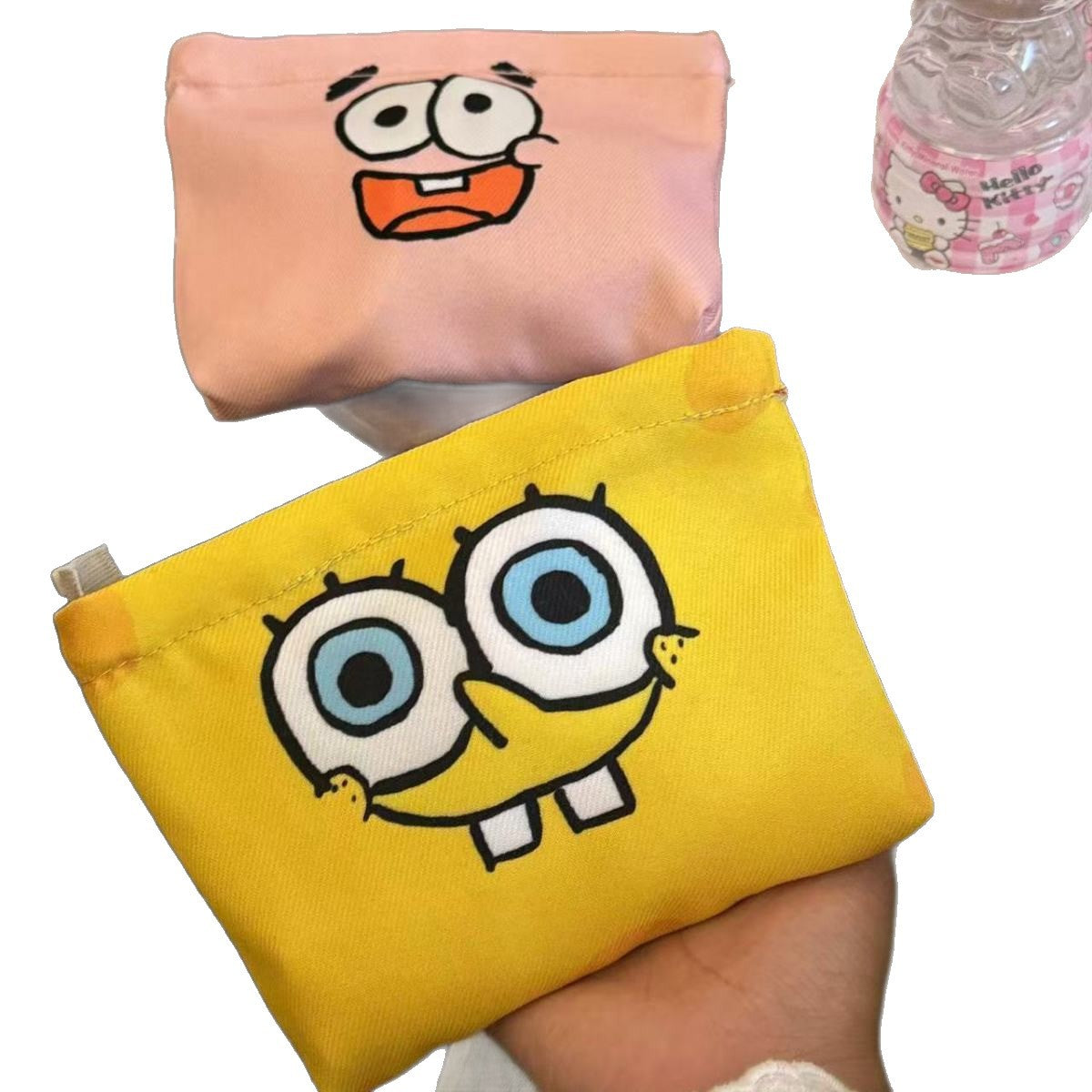 New Cartoon Sponge Baby Cosmetic Bag Good-looking Large Capacity Storage Bag Portable Clutch