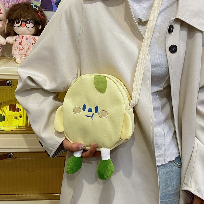 Cute Fruit Design Canvas Shoulder Bag for Kids Lightweight and Durable Daily Use