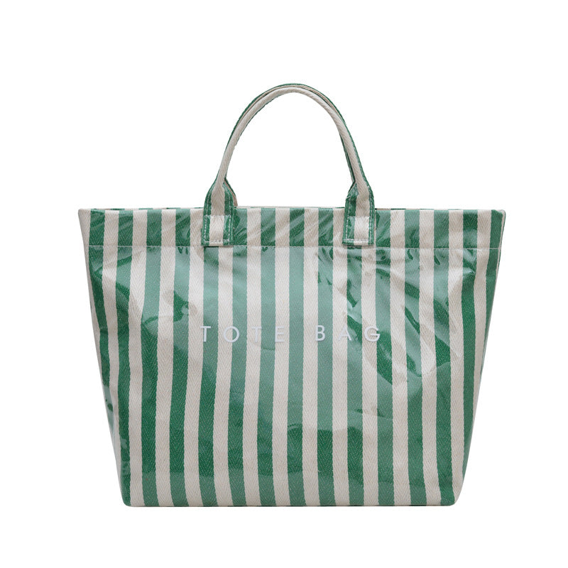 Popular Striped Hand-Carrying Tote Bag Female New Fashion Temperament Transparent Female Personality Large Capacity Trendy Bag