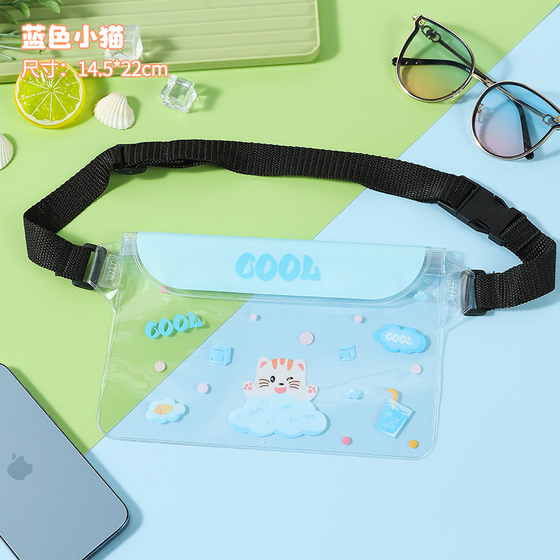 Cute Dinosaur Waterproof Waist Bag with Touch Screen Design for Outdoor Activities and Swimming