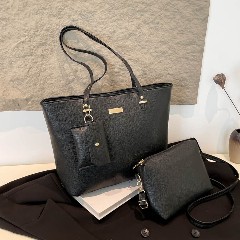 2025 Spring New Fashion Minimalist Tote Bag Set with Crossbody Purse, Soft PU Leather, Large Capacity for Daily Commute