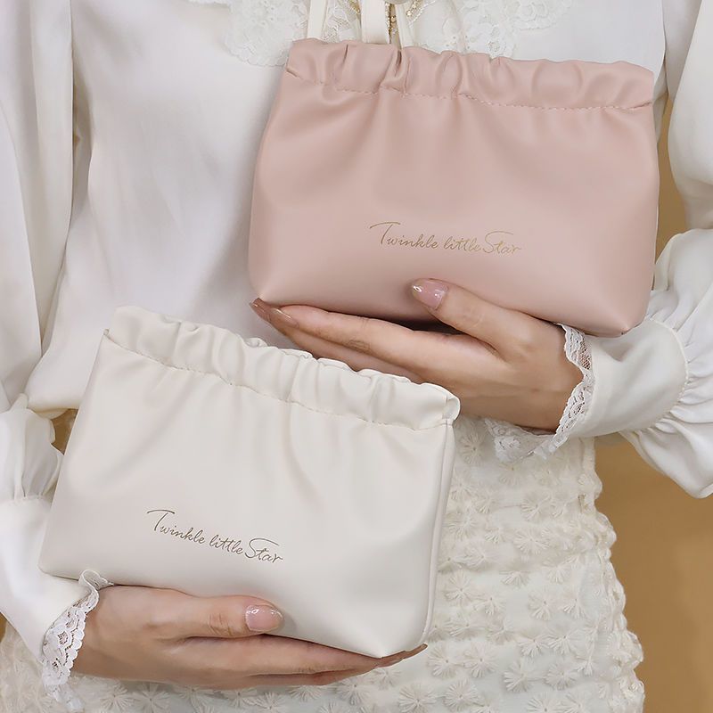 Cosmetic bag makeup storage bag lipstick clip storage bag portable portable soft silky leather simplicity small bag