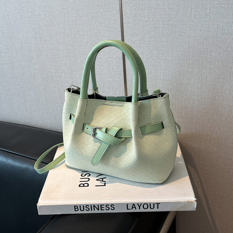 New Urban Simple Style Woven Texture Tote Bag Everyday Joker Practical Handbag