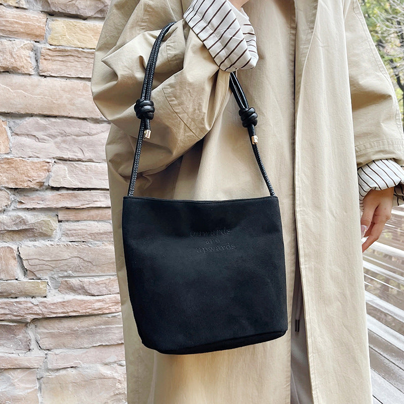 Women's Retro Suede Messenger Bag New Popular Super Popular One-Shoulder Bucket Bag