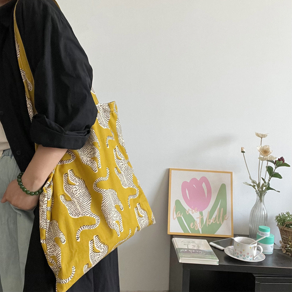 Women's Shoulder Bag New Indian Traditional Rubbing Cotton Reusable Bag Korean Style Simple Cloth Bag Thin