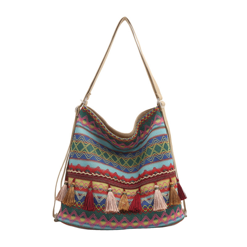 Tote Bag Female Ethnic Featured New Casual Travel Shoulder Bag Fashion Girl Crossbody Tassel Bag