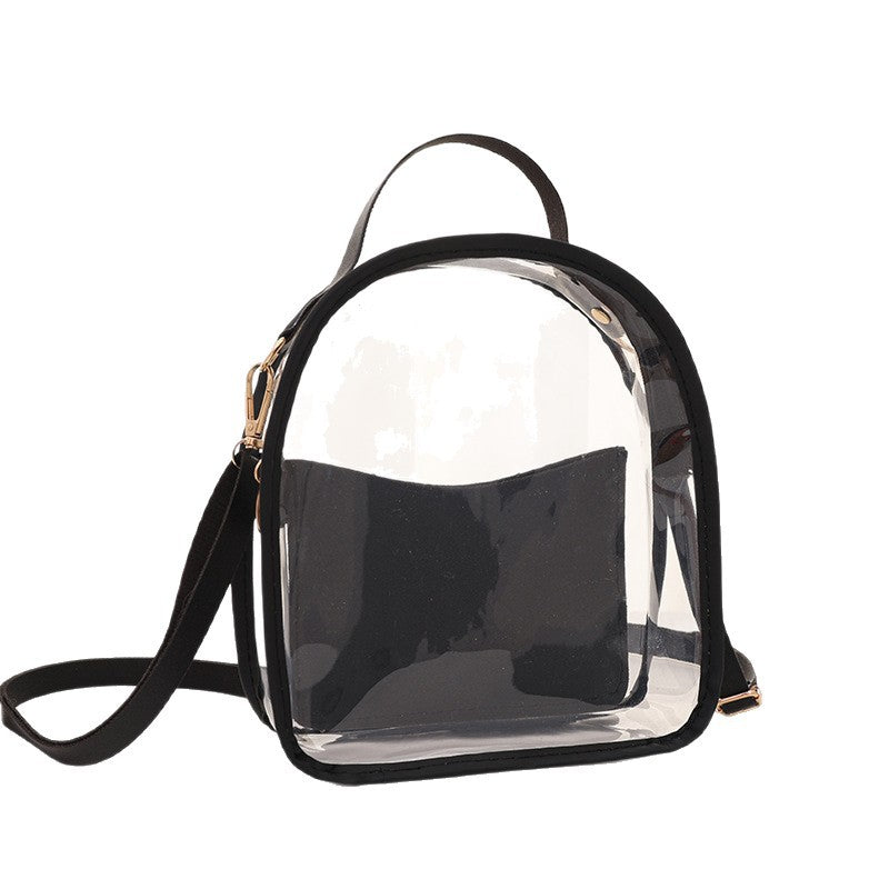 Transparent Jelly Backpack 2025 Summer Fashion PVC Crossbody Bag with Zipper Closure and Inner Pockets for Daily Use
