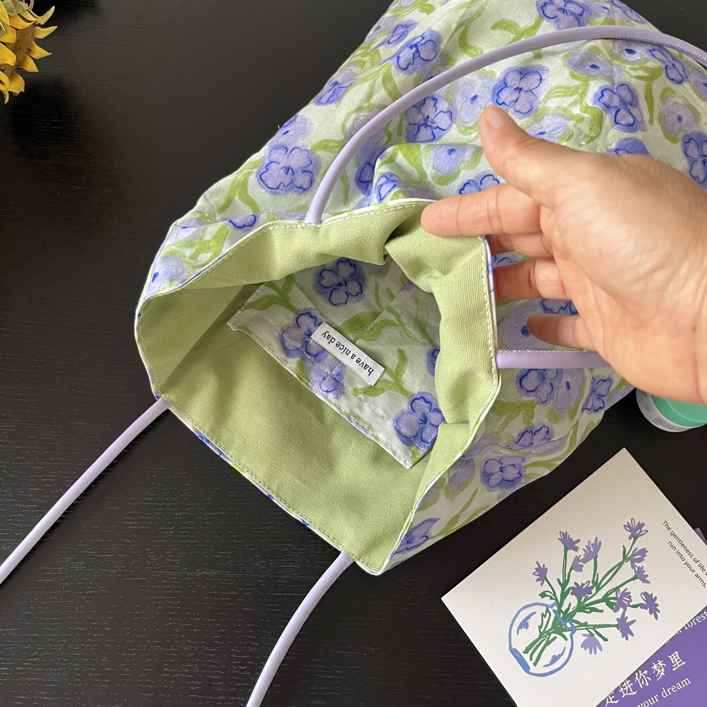 Women's Canvas Bag Gentle Purple Flower-De-Luce Pu Strap Shoulder Tote Bag Artistic Commuter Bag