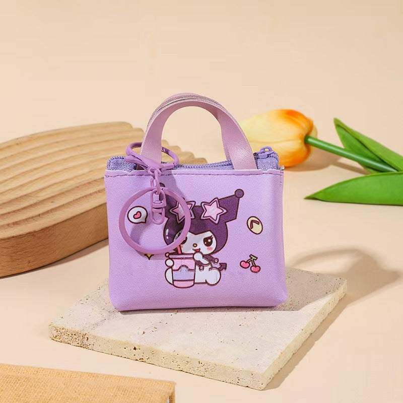 Cute Cartoon Rabbit Mini Wallet with Zipper and Keychain for Kids and Teens - Stylish Daily Coin and Card Holder