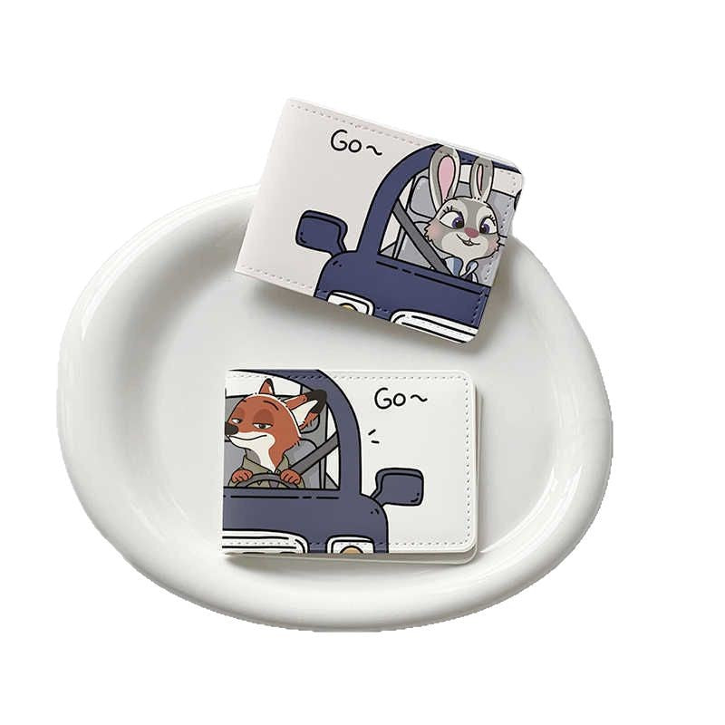 Women's Wallet Cartoon Certificate Holder Dual Card Position Design Driving License Driving License Protective Cover Childlike Animal Pattern Daily Practical
