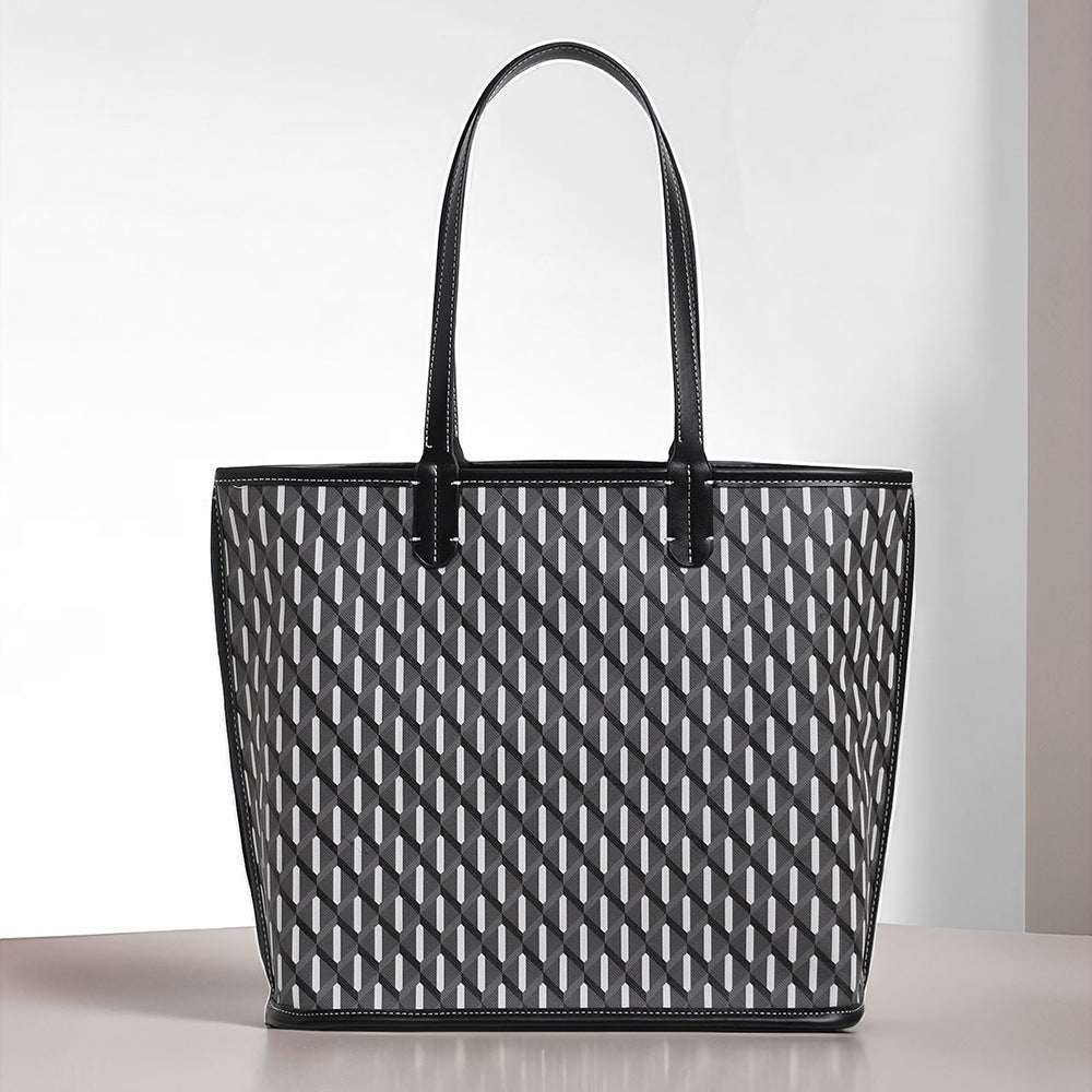 Women's Fashion Tote Bag New Large Capacity Shoulder Handbag Commute Minimalist Plaid Dog Teeth Bag