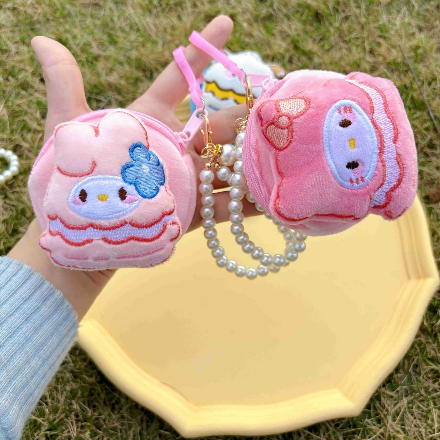New Cute Cartoon Plush round Coin Purse Colorful round Coin Purse Storage Earphone Bag Small Gift