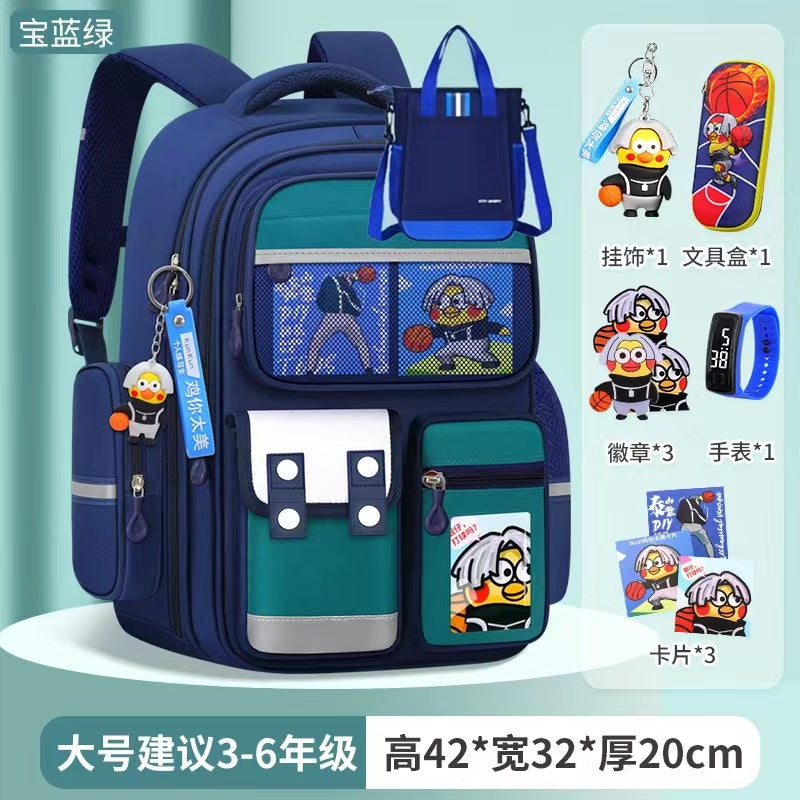 Cartoon Children's Schoolbag Burden-Reducing Spine Protection Large Capacity Breathable Waterproof