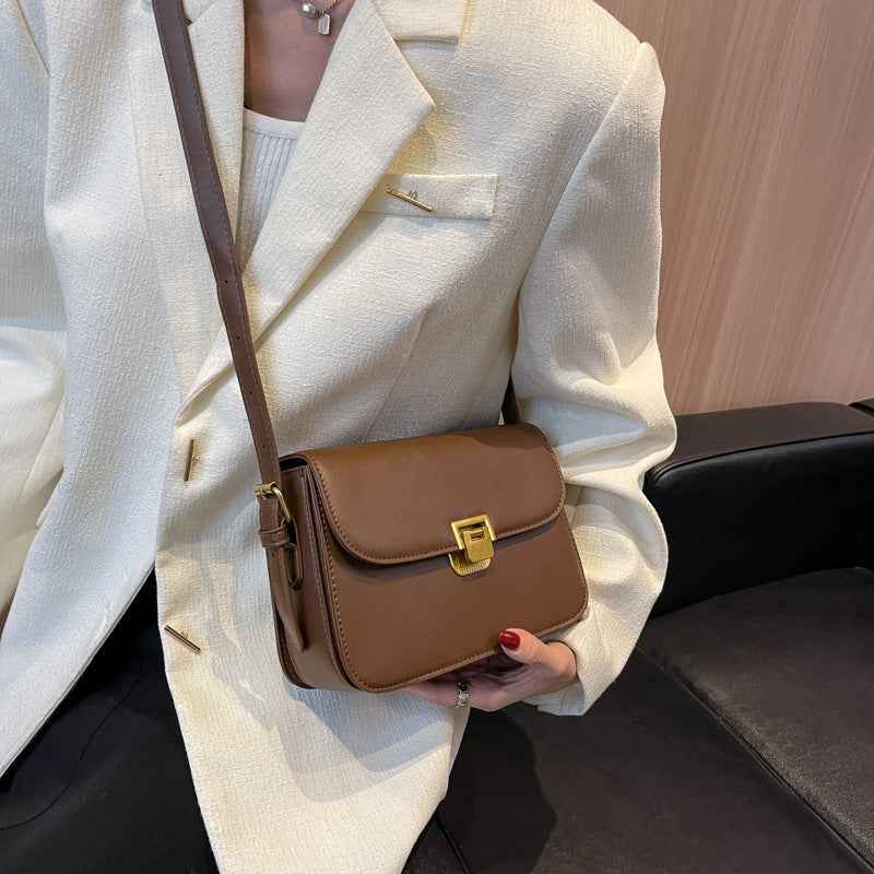 Urban Simple Style Lock Messenger Bag Multi-Functional Inner Bag Design Everyday Joker Fashion Small Square Bag