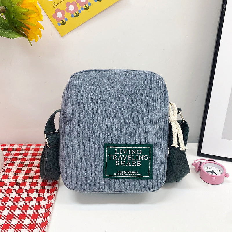 2026 New Korean Style Corduroy Mini Square Shoulder Bag with Braided Tassel and Zipper Closure for Daily Fashion