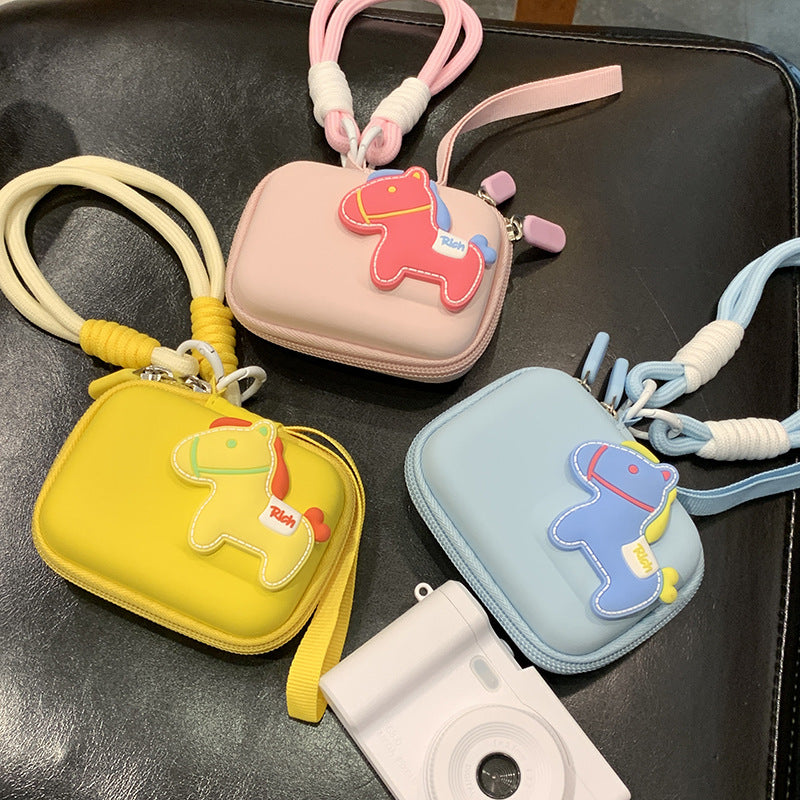 Cute Horse Design Portable Camera Case with Shockproof Protection and Adjustable Strap for Action Cameras