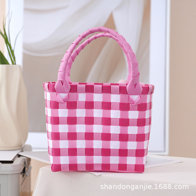 Dopamine Color Gift Bag Large Capacity Portable Vegetable Basket Crossbody Outdoor All-Matching Handbag Fashion