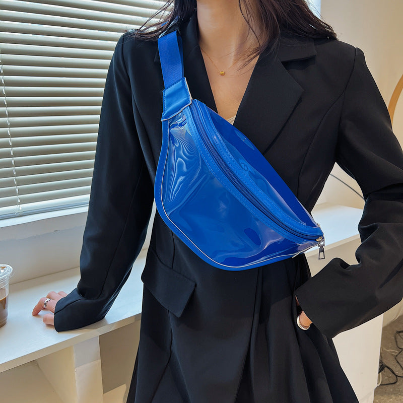 Transparent Chest Bag 2024 New Popular Fashion Lady Crossbody Tide PVC Solid Color Beach Gel Bag