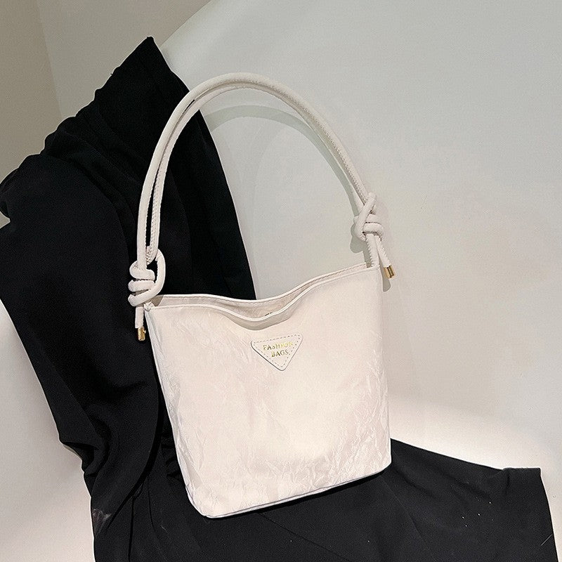 Women's Bag New Fashion Simple Solid Color Textured Artistic Style Western Style Leisure All-Match Shoulder Bag