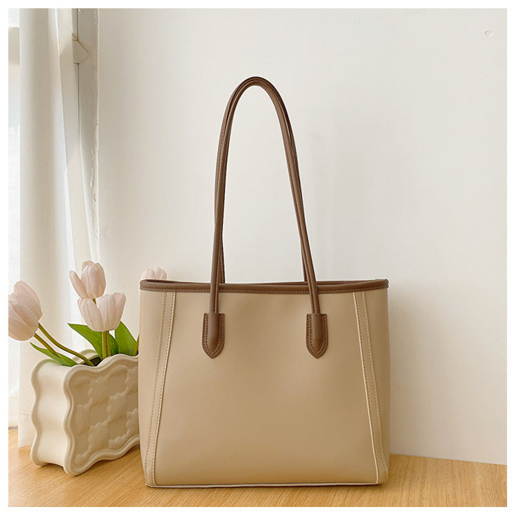 2025 New Fashion Large Capacity Tote Bag for Women, Vintage Style PU Leather Shoulder Bag with Zipper Closure and Nylon Lining, Perfect for Daily Commute and Casual Outfits