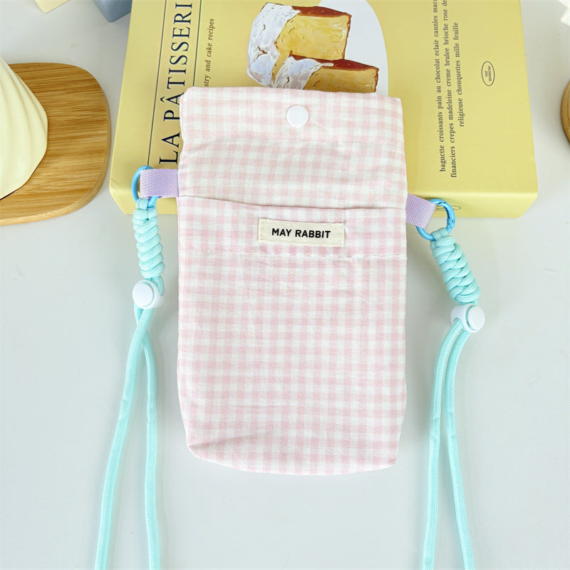 Girly Style Plaid Mobile Phone Fashion Messenger Bag Large Capacity Daily Versatile Small Square Bag