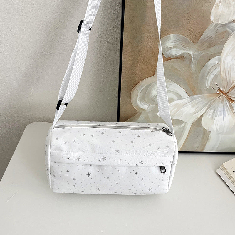 Stylish Star-Print Nylon Crossbody Bag with Zipper Closure and Adjustable Strap for Everyday Use