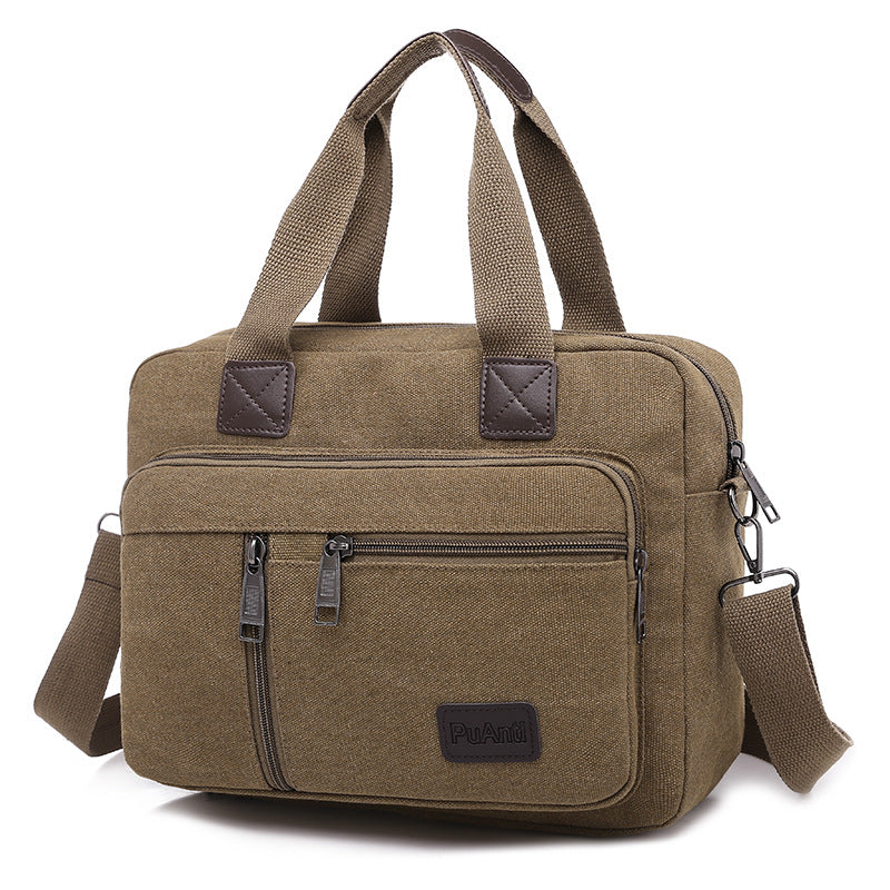 Canvas Men's Bag New Large Capacity Leisure Travel Business Shoulder Bag Versatile Retro Messenger Bag