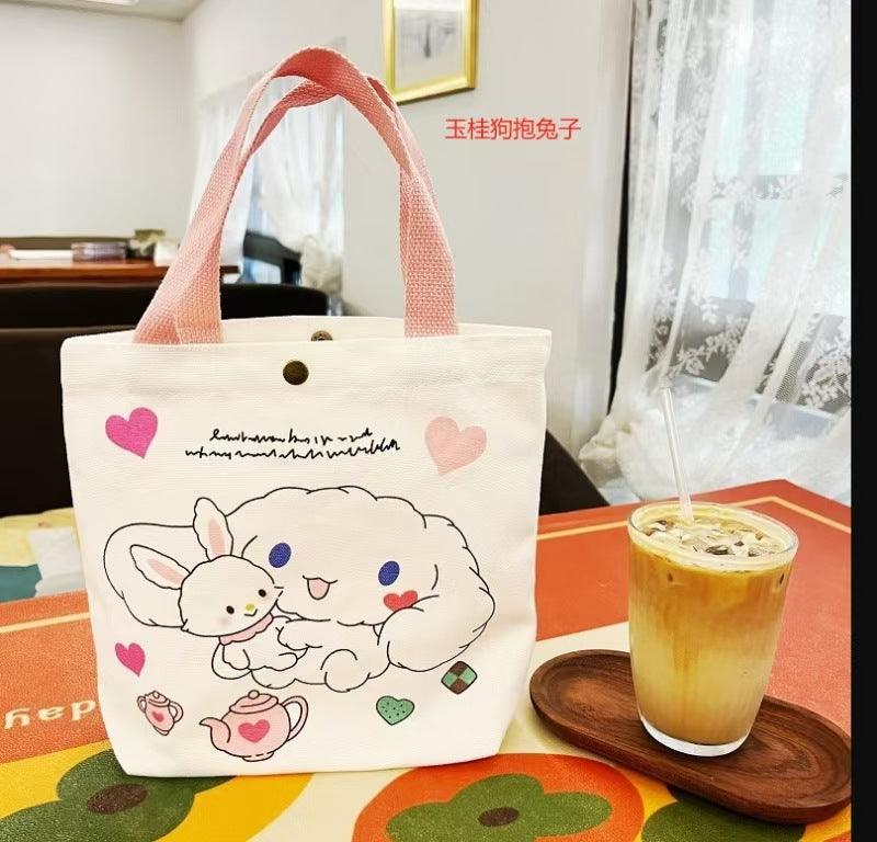 Striped Canvas Tote Bag with Custom Embroidery for Daily Use and Commuting